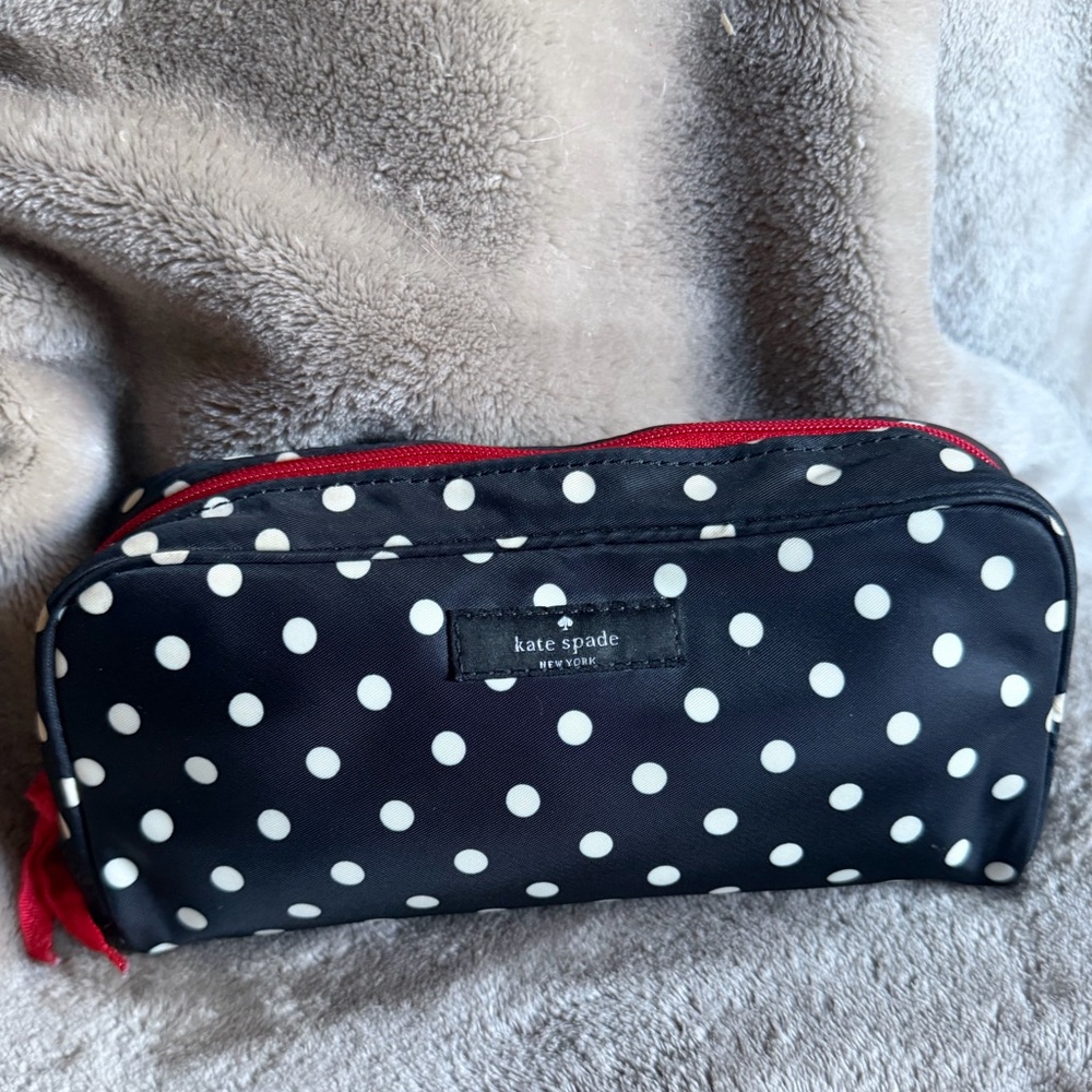 Kate Spade Black and White Polka Dot Med Size Makeup Bag